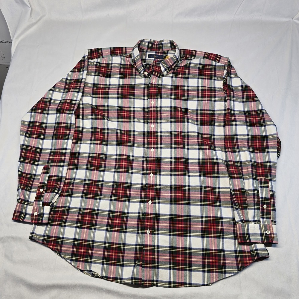 Ralph Lauren Plaid Button-down‎ Shirt Men Size 3XLT Flesh Pony